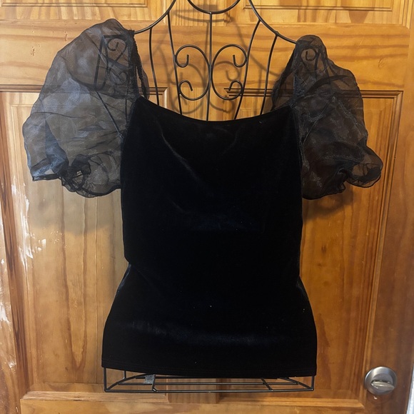 Chocolate Black Puff Sleeve Blouse - Picture 2 of 5